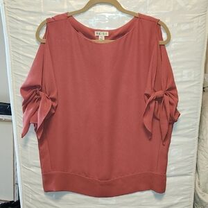 Reiss Pink Cut Out Tie Sleeve  Blouse Size 6